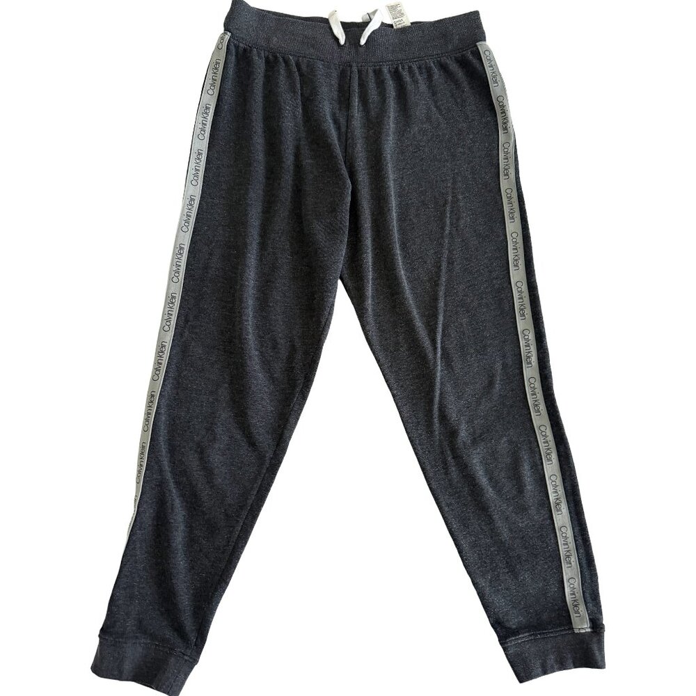 Calvin Klein Charcoal Gray Logo Lounge Set | Women’s Long Sleeve PJ Top & Jogger - Picture 4 of 5